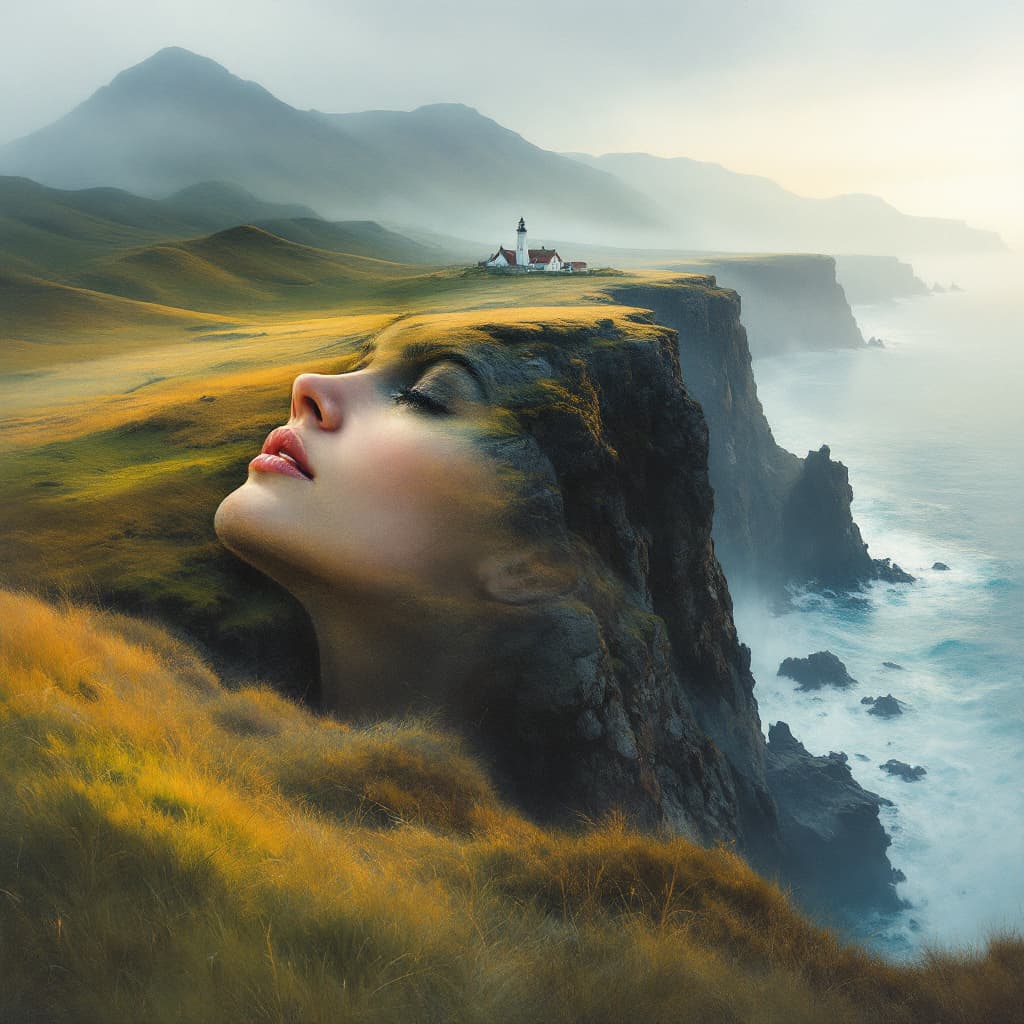 AI generated: An award-winning oil painting masterpiece using the double exposure technique to capture the hauntin...