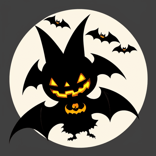 AI generated: cartoon sweet happy Halloween bat, with only lines so i can paint it and fit the canvas, the canvas ...