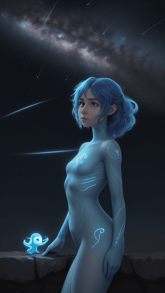 AI generated: A Morphling watching shooting stars in the distance. d<lora:more_details:. 3> <lora:epiCRealismHelpe...