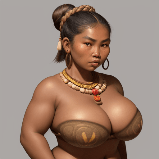 AI generated: Java Island peasant villager woman, (curvaceous voluptuous full figured toned ripped muscular hyper-...