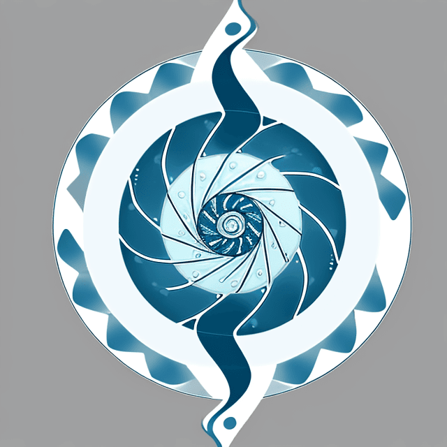 AI generated: Logo for a water company called Tepid Nirvana. Color scheme includes light and dark blues with a gre...