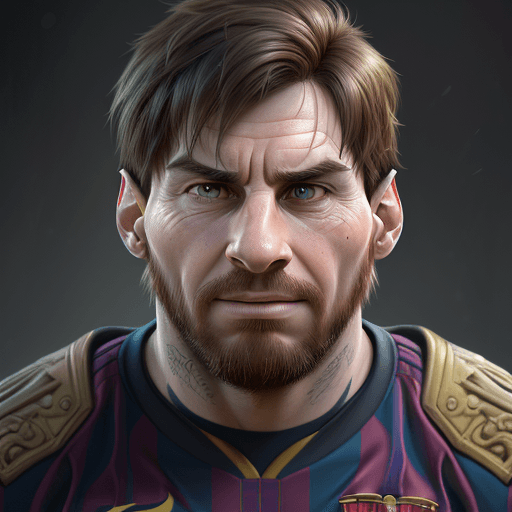 AI generated: expressive caricature in pixar style unreal charming seemingly mischievous irritated Leo Messi with ...