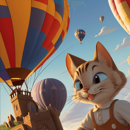 AI generated: tom and jerry close up, air balloon Kingdom background, 32k, --v 5. 2 --s 700 --q 2