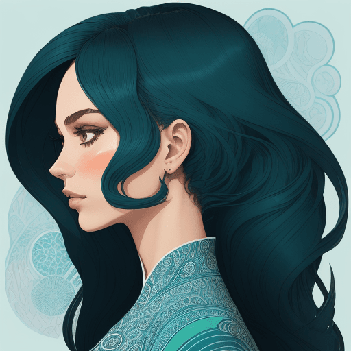 AI generated: Create an image of a woman's profile with a highly stylized and artistic interpretation. Her hair an...