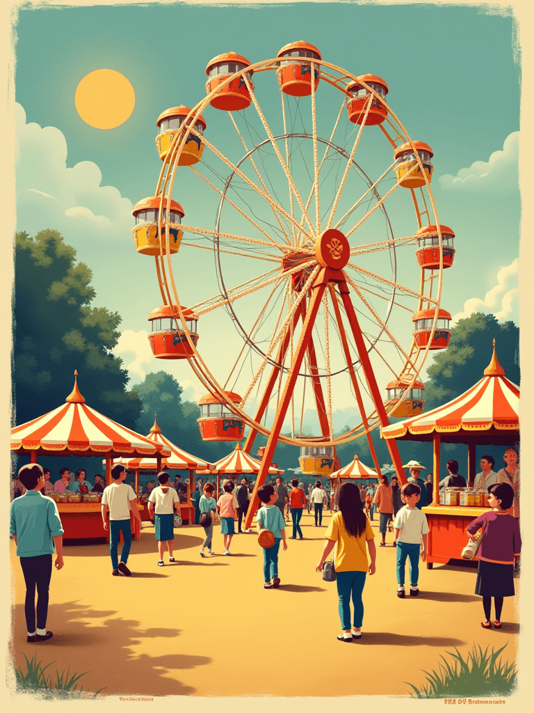 AI generated: (Retro Jahrmarkt â FrÃ¼hling, 50 Jahre altes Poster):