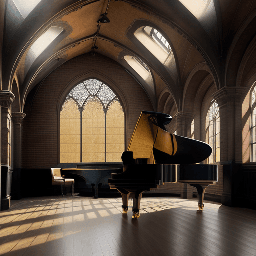 AI generated: haunted train station, brick walls,   large oval windows, high vaulted ceiling, gold tones, ultra re...
