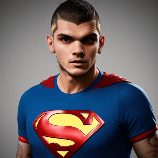 AI generated: Hyper realistic Galatasaray footballer Mauro Icardi dressed in a Superman costume