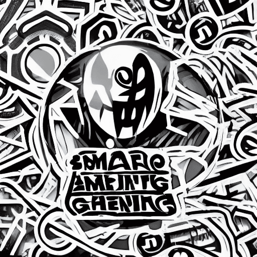AI generated: text & graphic, small logo icon of cartoon floating ghost icon, graffiti, tattoo, white on black cir...