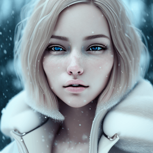AI generated: ultra detailed, detailed, girl with short hair blonde, natural, realistic, cinematic, light, snow, a...