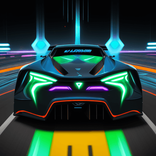 AI generated: A futuristic, neon-lit SL8R logo design radiating an aura of edginess, crafted in the sleek Bebas fo...