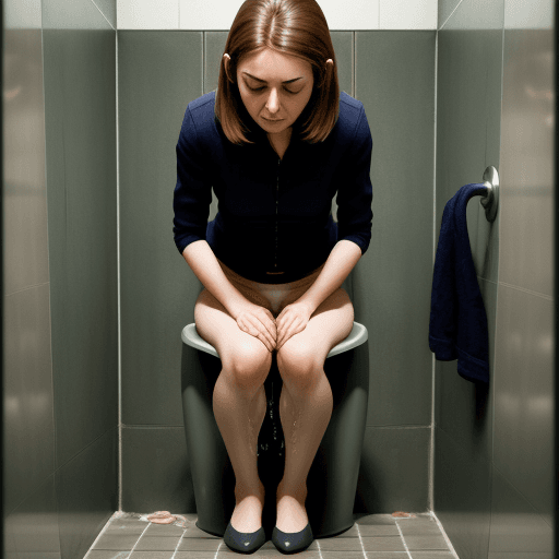 AI generated: woman peeing in urinal