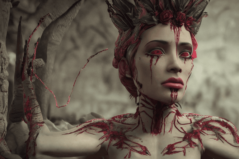 AI generated: Dios maya, sangre en manos trending on artstation,t symmetrical artwork. cinematic, hyper realism, h...