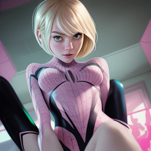 AI generated: Photo of a gwen stacy nake with big boobs
