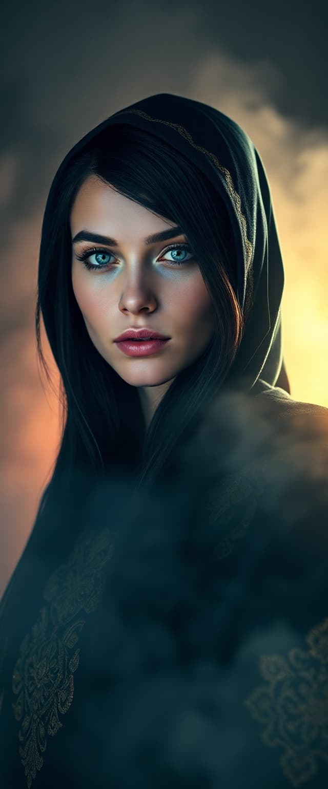 AI generated: "Epic, modern, future-themed full-body portrait photograph depicting a slender Irish supermodel, ear...