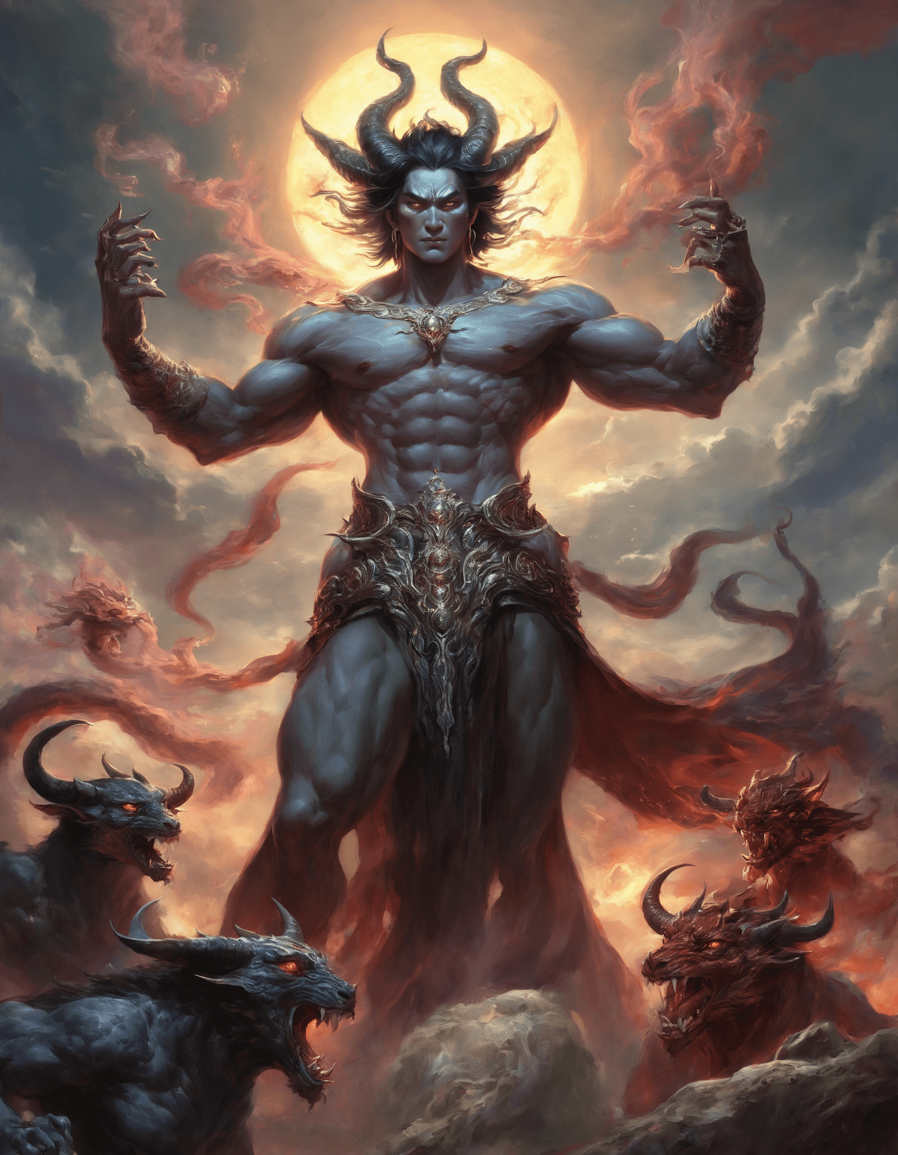 AI generated: Renaissance style ethereal fantasy concept art of concept art (demons and devils) swirling in this h...