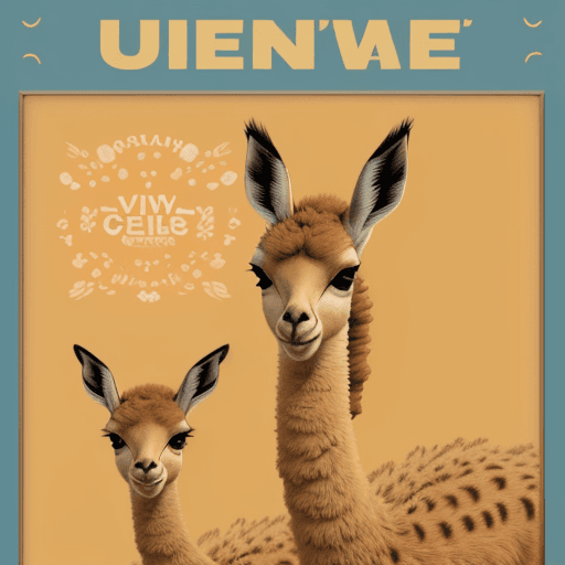 AI generated: a poster with the image of a vicuña in the center, and under the image some letters that say "let's ...