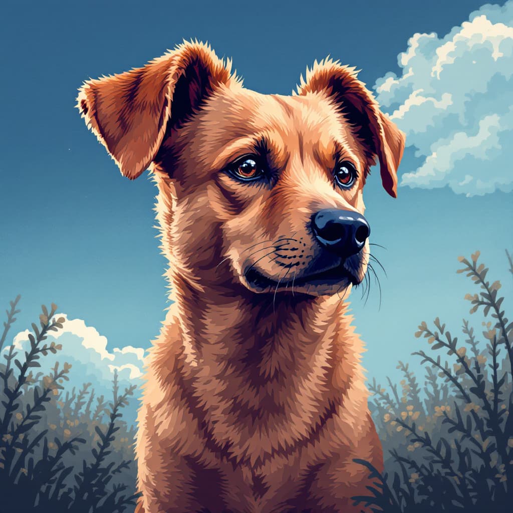 AI generated: A brown dog in pixel art