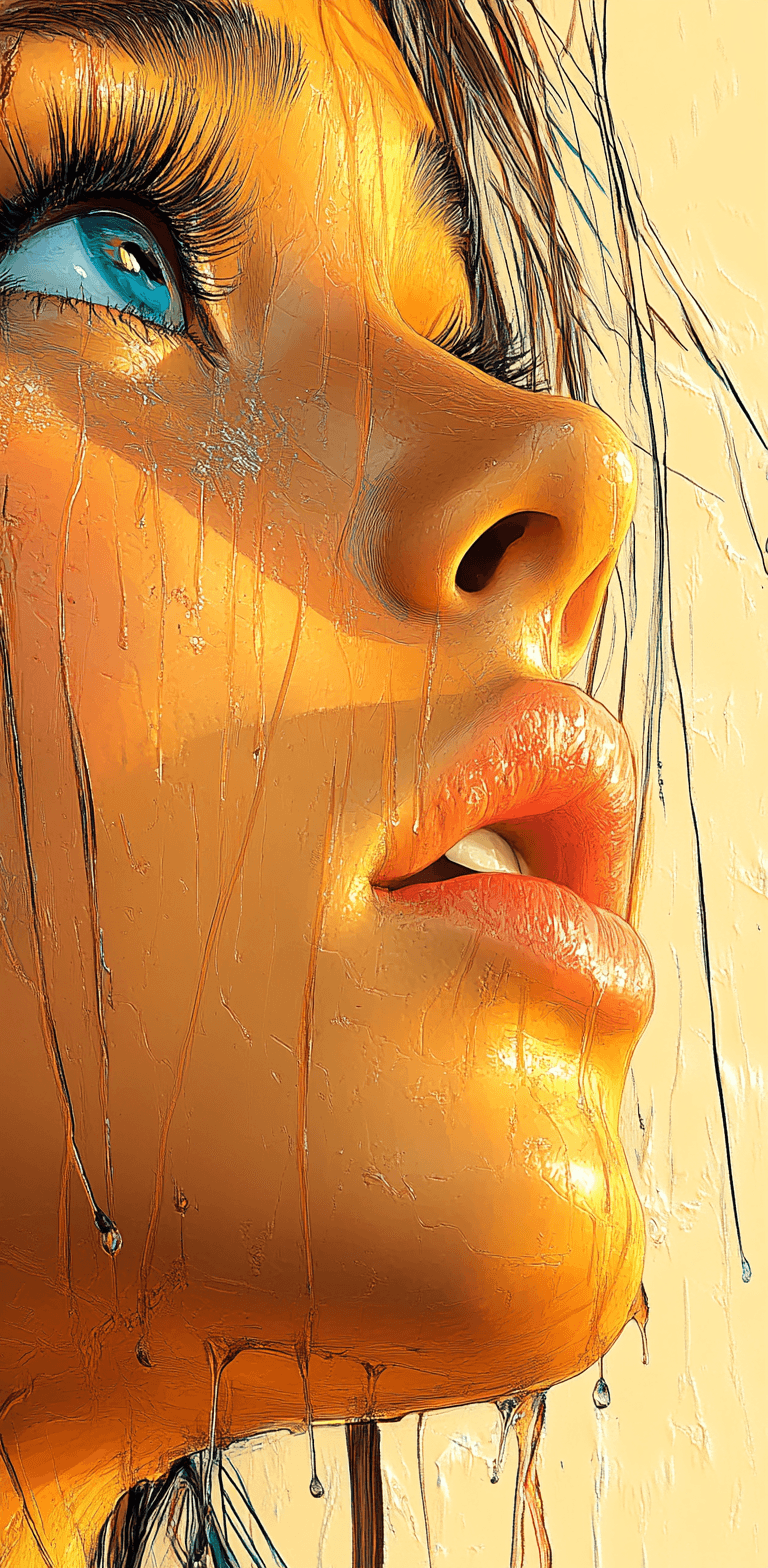AI generated: color drawing of a woman's face, daz3d, blink-and-you-miss-it detail, emotional landscapes, realisti...