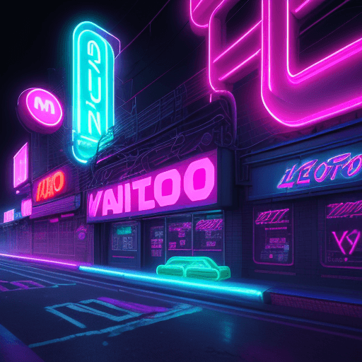 AI generated: "neon images of a neon lit sign with the text 'VERSO' and a neon lit GIANT Life Like MARIO KART abso...