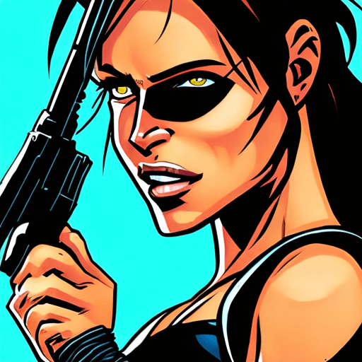 AI generated: lara croft, in the style of comic book-style art, bold, manga-inspired characters, close up, cartoon...