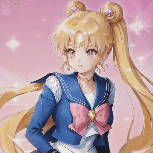 AI generated: anime girl with blonde hair and a jacket with a pink background, sailor moon style, sailor moon aest...