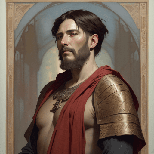 AI generated: Adam the first man, red skin, black short hair, biblical, gospel, digital painting, watercolor paint...