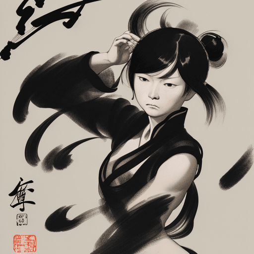 AI generated: china black brush painting, in the style of kazuki takamatsu, loose compositions, théodore géricault...