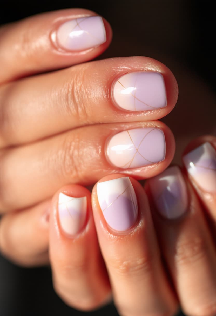 AI generated: A close-up shot of elegantly groomed hands with a stylish nail design. On the nails, a glossy nude b...