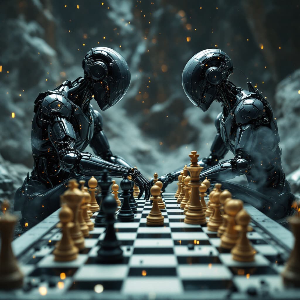AI generated: A hyper-realistic sci-fi scene: ,gods playing chess ,on a the universe game board. The pieces are li...