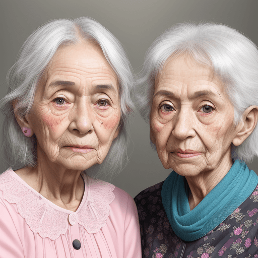 AI generated: A face, half young girls and half elderly people in their eighties --ar 4:5 --s 850 --niji 6