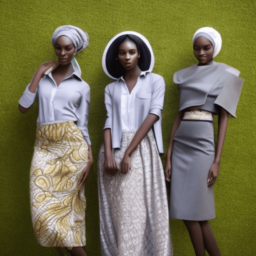 AI generated: A photo of four African models wearing modern and luxurious outfits, posing for the camera in front ...