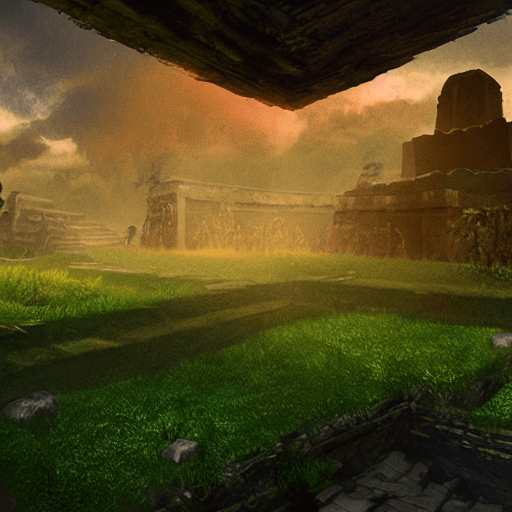 AI generated: cursed zelda ruins landscape vista photography by Carr Clifton 