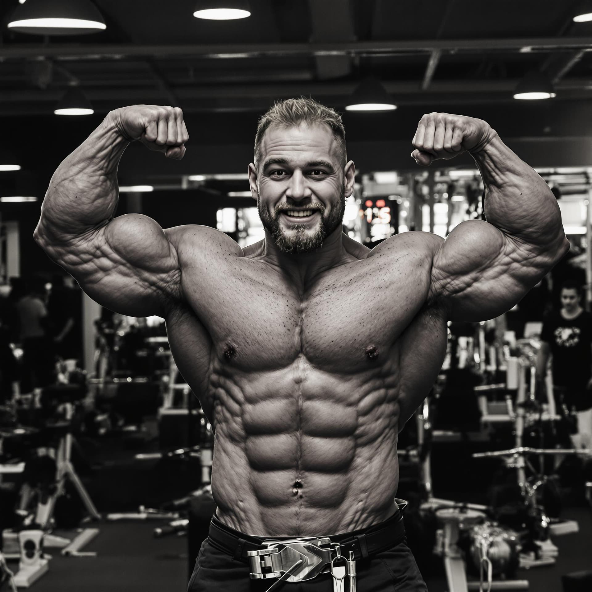 AI generated: bodybuilder giving a power pose