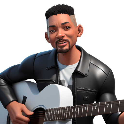 AI generated: homem tocando guitarra 

hyperdetailed 3 d cartoon render of cartoon will smith in a confident expre...