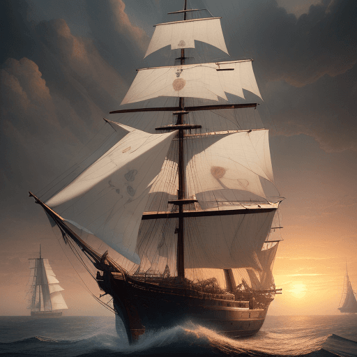 AI generated: Photo of a ultra realistic sailing ship, dramatic light, pale sunrise, cinematic lighting, battered,...