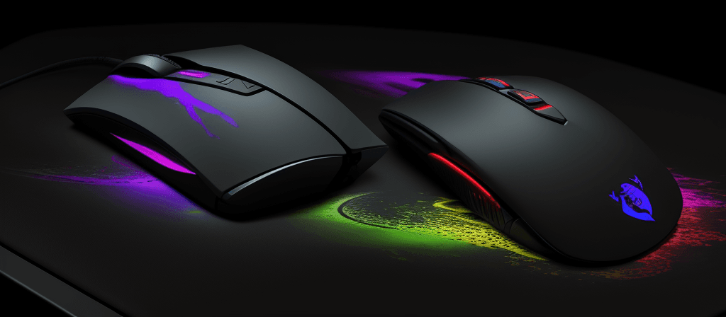 AI generated: Gaming mousepad in a dark background with rgb splashes --ar 2560:400