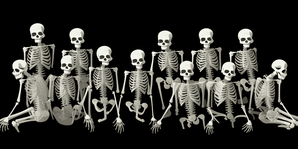 AI generated: pile full skeletons transparent background