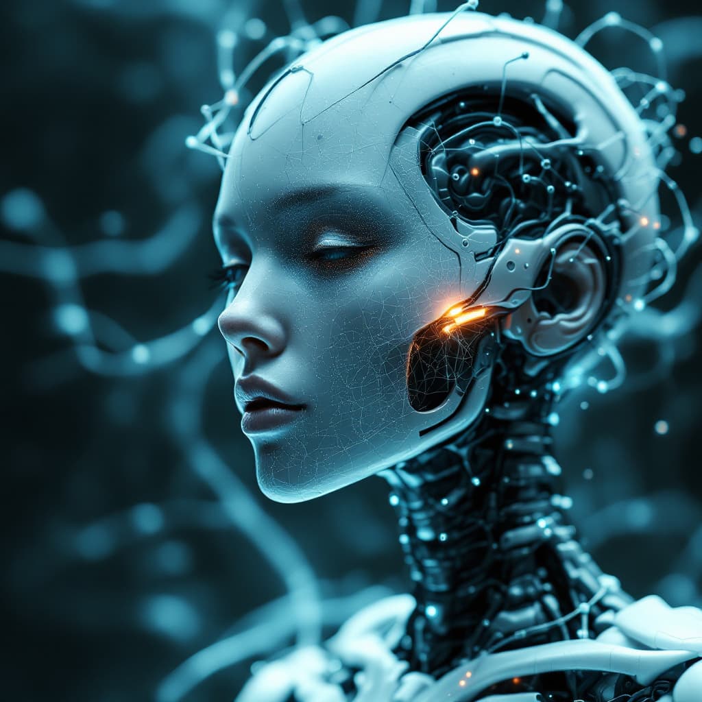 AI generated: BODY complete female, A stunning illustration of an ethereal neural network organism, female full bo...