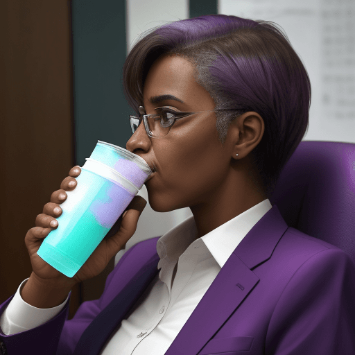 AI generated: a politician drinking a purple substance out of a styrofoam cup