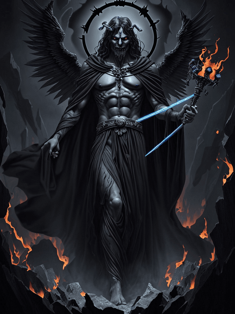 AI generated: God of death and the underworld(greek roman mythology:Hades),(A majestic black robe that seems to ab...