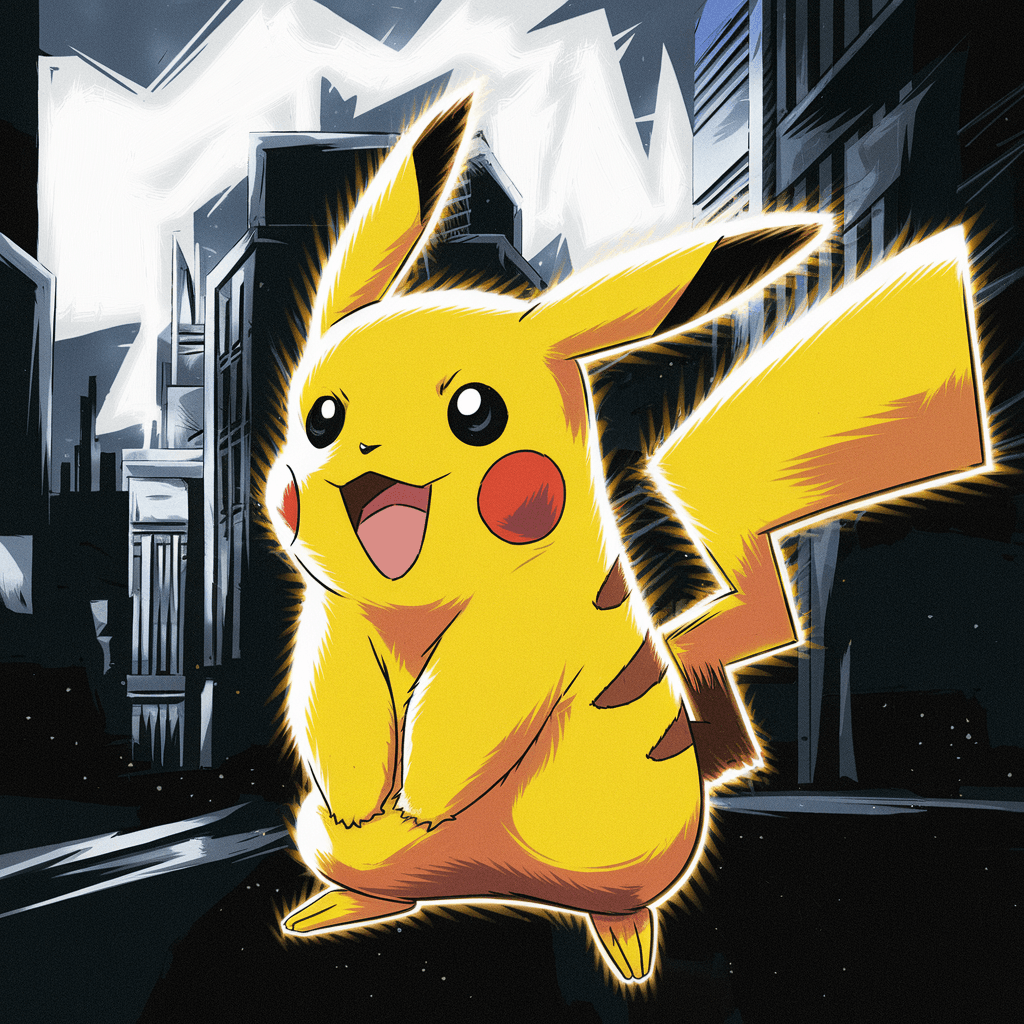 AI generated: pokemon wallpaper, Pikachu, hd background, in the style of chiaroscuro technique, suehiro maruo, ene...