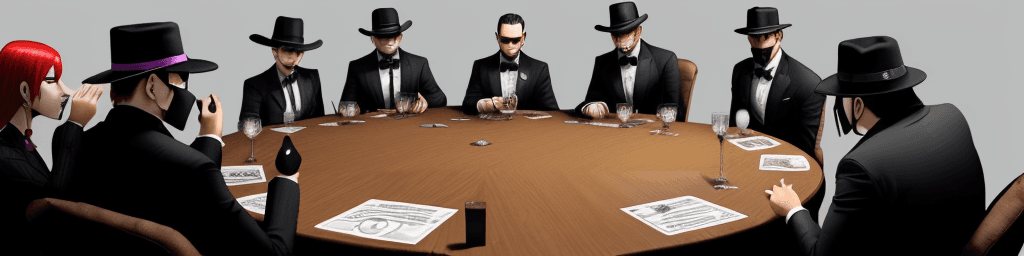 AI generated: mafia,Table,
,Citizen,Mafia verbal analysis face-to-face game,The mask and night phase of the in-per...