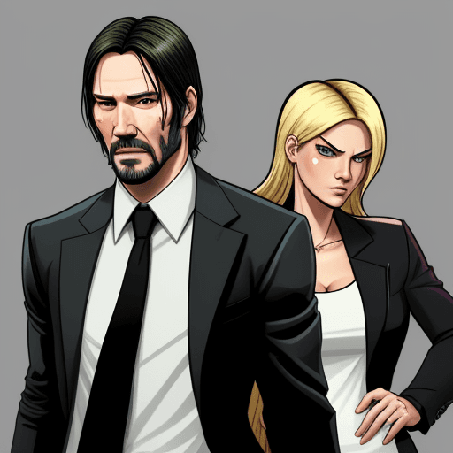 AI generated: John Wick as a GTA San Andreas cartoon, John Wick imagined as a cartoon drawing from Grand Theft Aut...