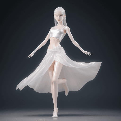 AI generated: a gorgeous girl with delicate features,full body,sliver big eyes,pale white skin,Gauze skirt, slende...