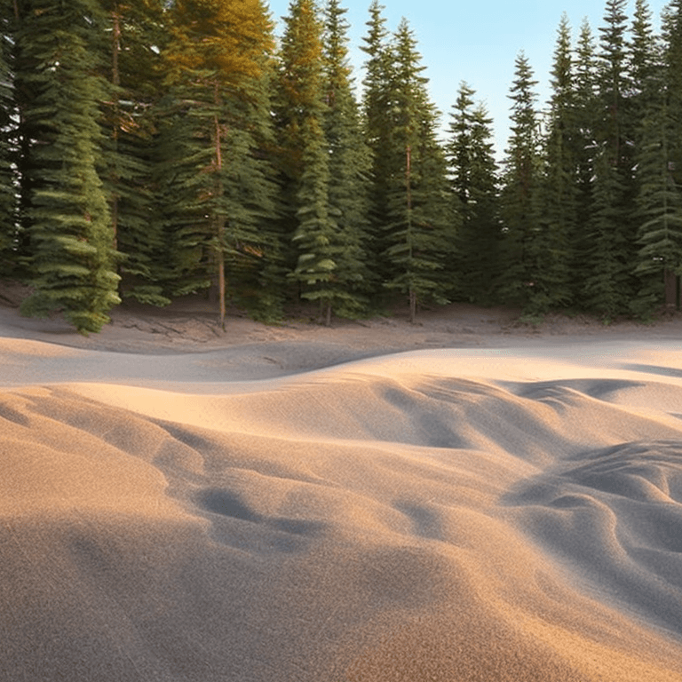 AI generated: photorealistic oil on canvas,,
sparse clouds, soaring sky, shale beach, small pine trees
beautiful s...