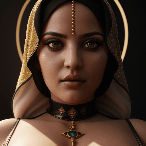 AI generated: Arab Goddess close-up portrait hourglass figure, catchy eyes,  symmetrical artwork. cinematic, hyper...