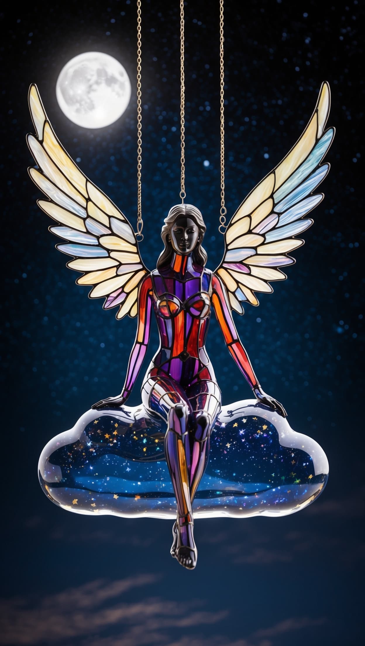 AI generated: a garden statue design of a mystical nighttime scene where a woman figure, meticulously crafted from...