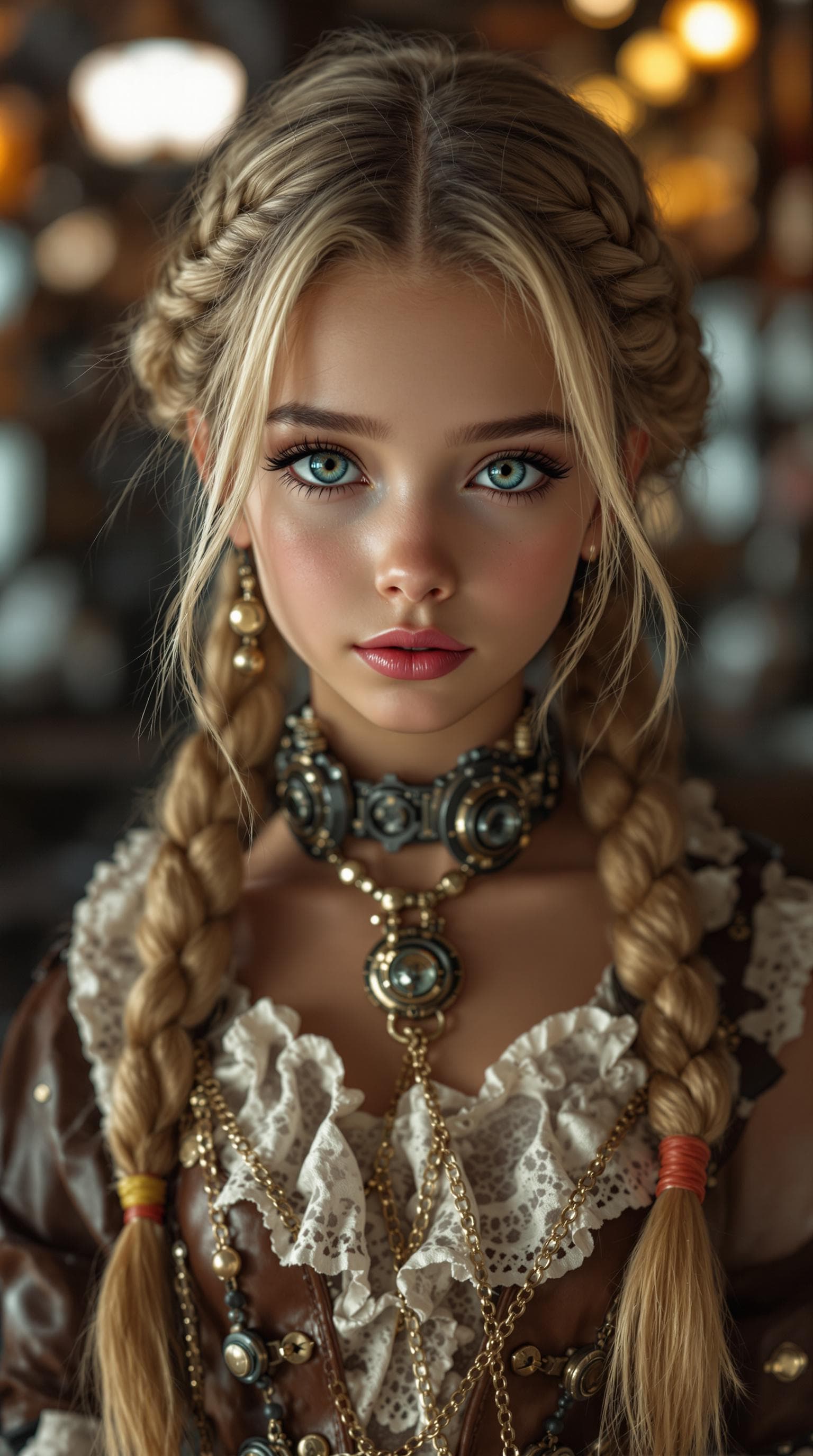 AI generated: a professional photo of a exceptionally beautiful girl in the world (age 7), (seven year old) steamp...
