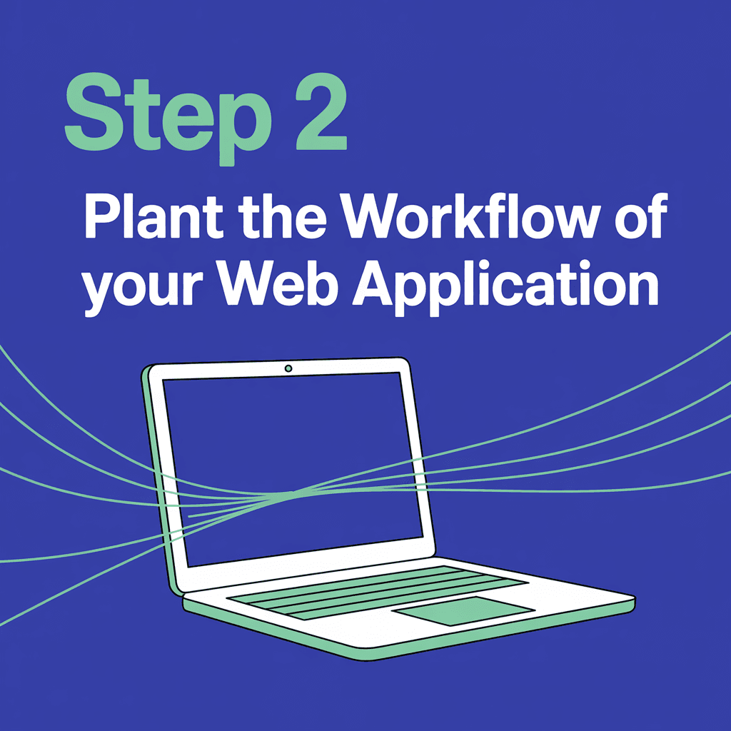 AI generated: In a vibrant blue background, the text "STEP 2" stands out prominently in a bold, mint green font, f...