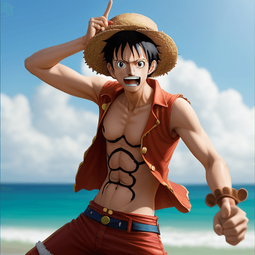 AI generated: A man cosplay one piece monkey d. luffy live in action, high - resolution, photography realistic sty...